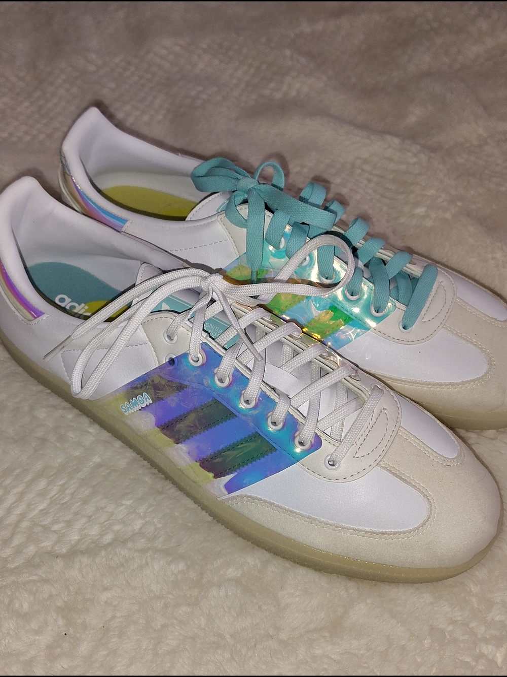 Adidas Samba Iridescent White & Teal Women's Sneakers